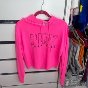 Neon Pink PINK cropped hoodie